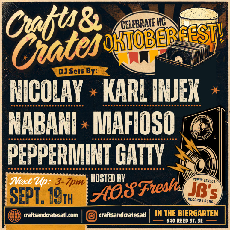 Flyer for the September Crafts & Crates event.